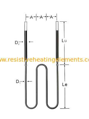 W σχήμα MoSi2 Θερμαντικό στοιχείο 220V 380V Moly Disilicide για κενό φούρνο